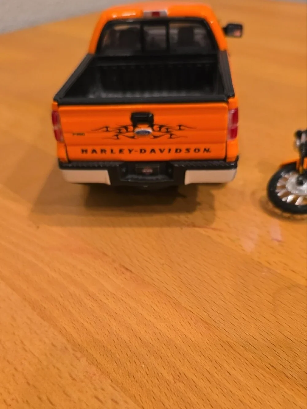 Harley-Davidson Orange and Black Pickup with Mini Motorcycle